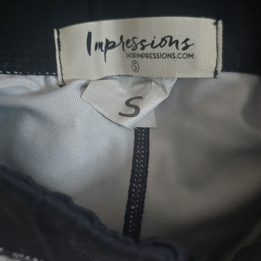 Impressions Black Gray Marbled Leggings High Waist Stretch Athleisure Small - Picture 4 of 4